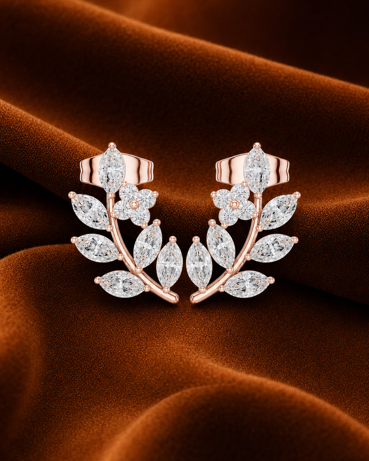 Vine Marquise Diamond Stud Earrings by MONICONIC