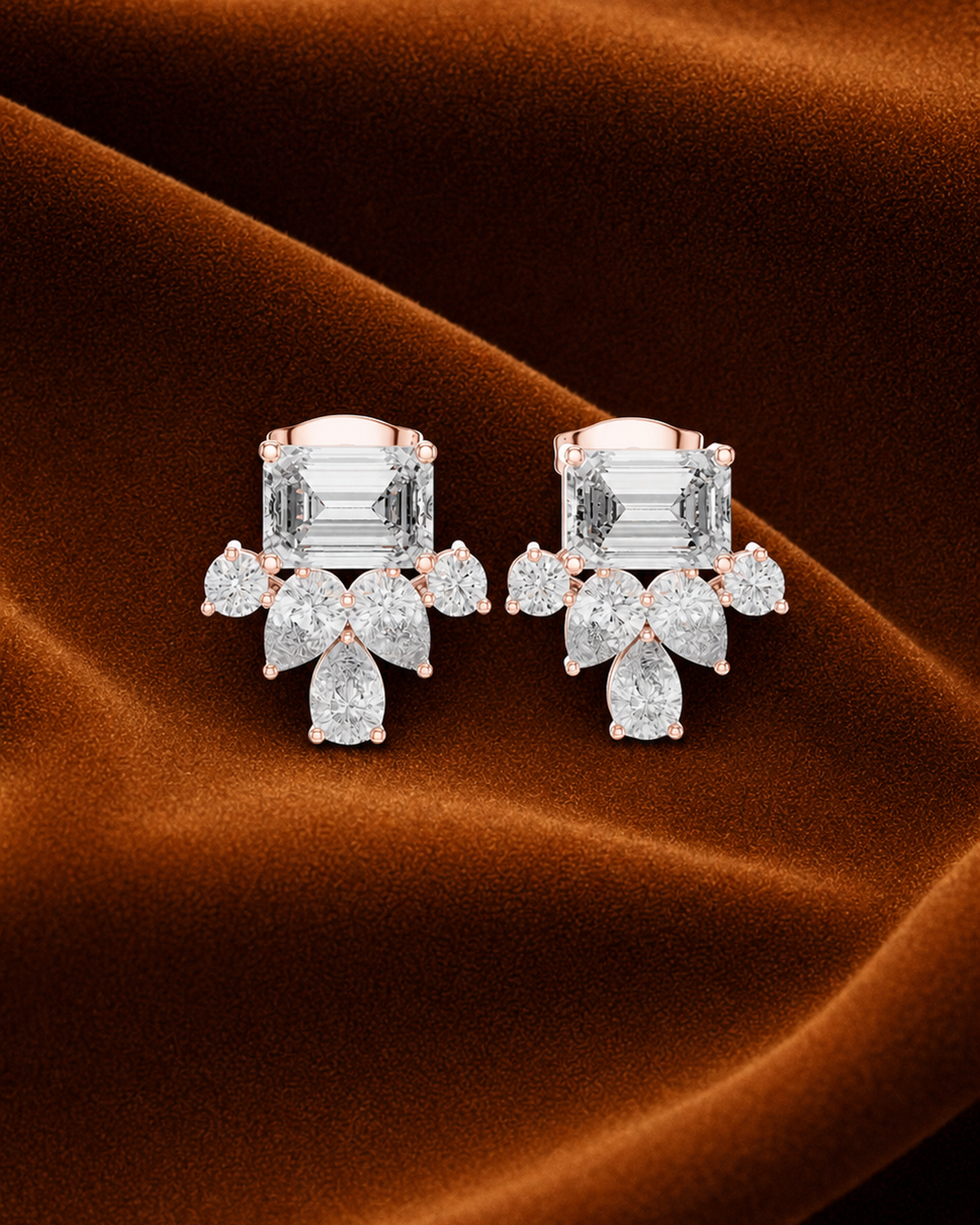 Emerald-Cut Cluster Lab-Grown Diamond Studs by MONICONIC