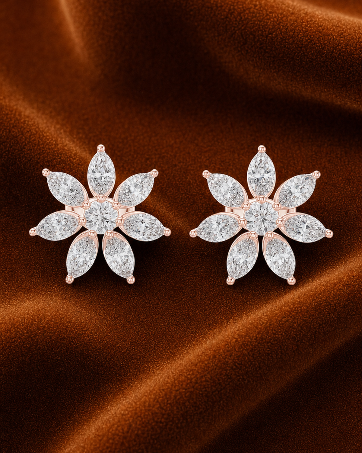 Marquise Flower Diamond Studs by MONICONIC