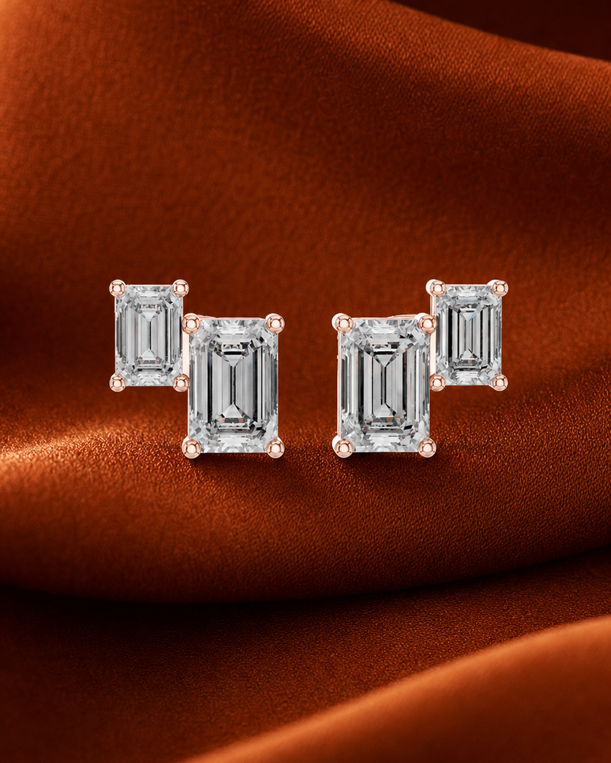Double Emerald-Cut Diamond Studs by MONICONIC