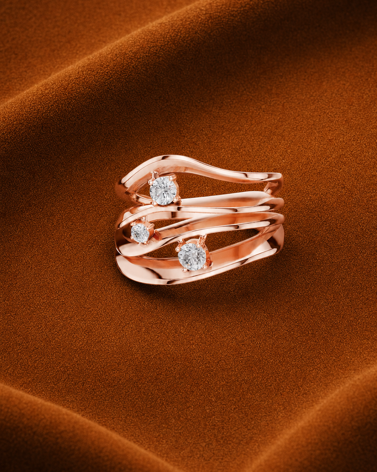 Three-Diamond Bypass Ring by MONICONIC