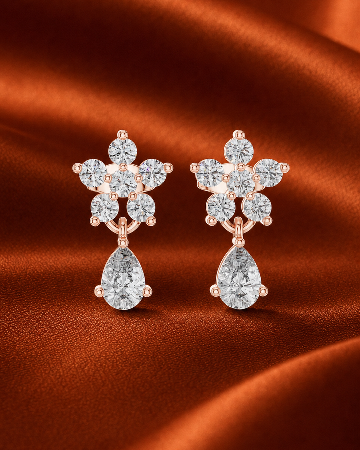 Rosette Pear Drop Earrings by MONICONIC