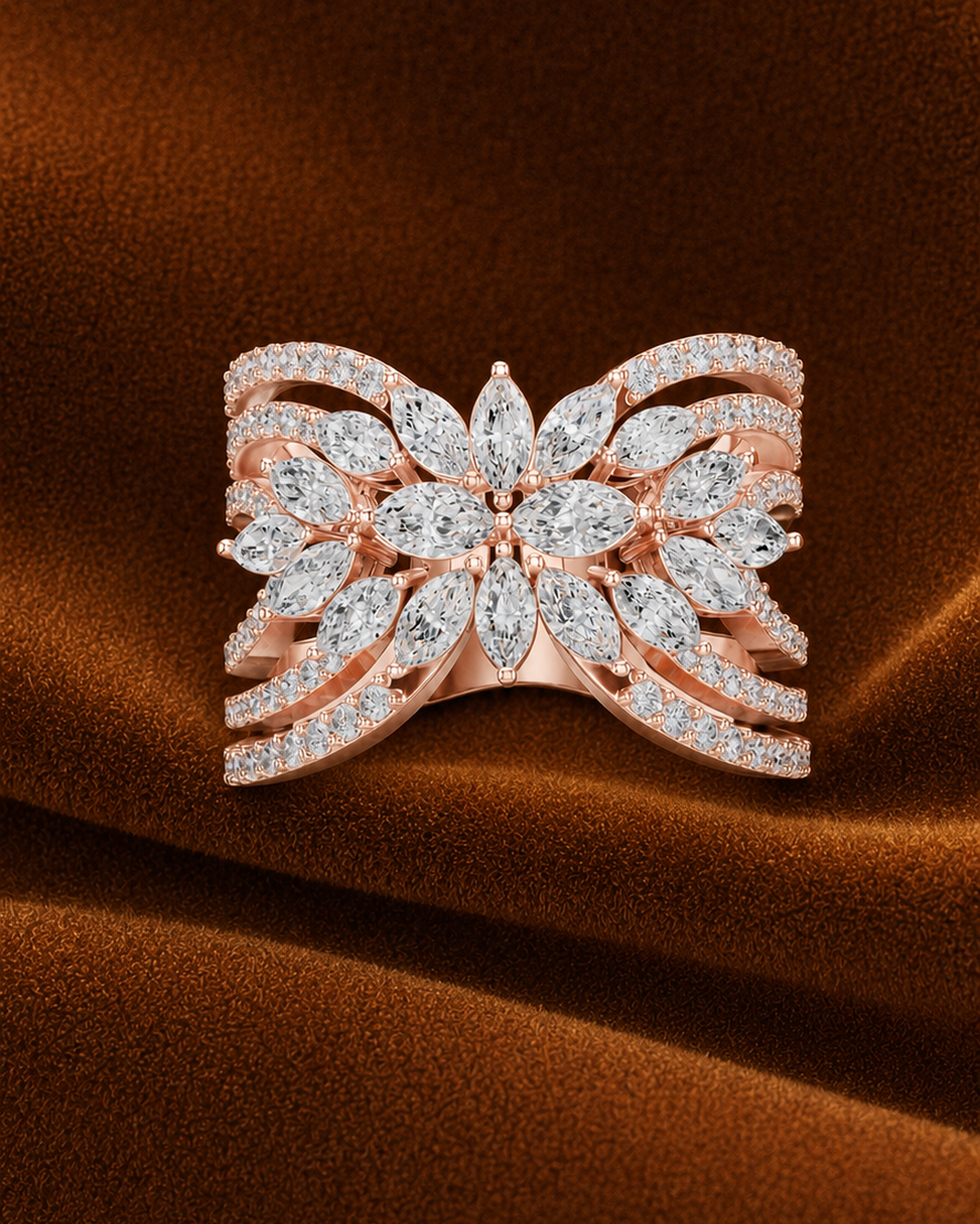 Marquise Rosette Multi-Row Ring by MONICONIC
