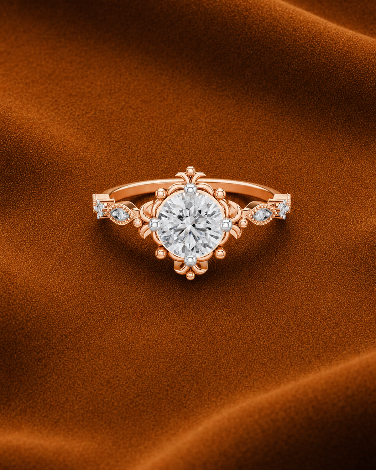 Floral Collet Solitaire Ring by MONICONIC