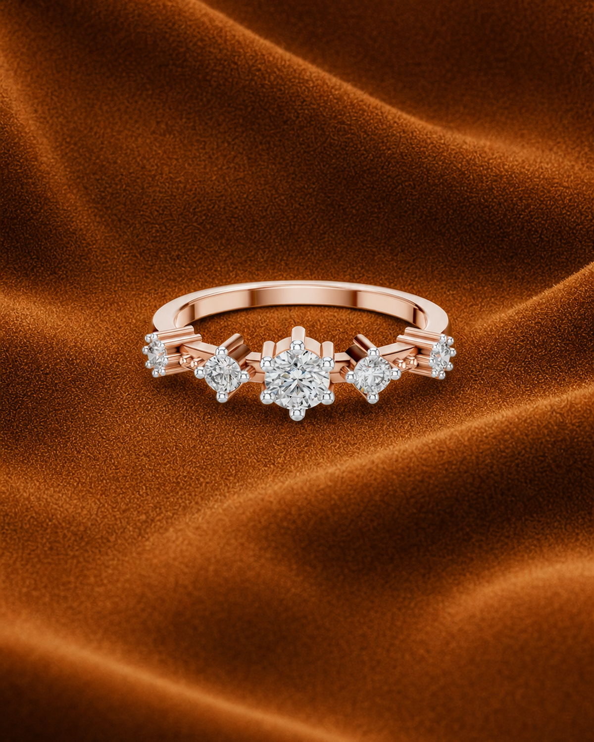 Fluted Five Stone Ring by MONICONIC
