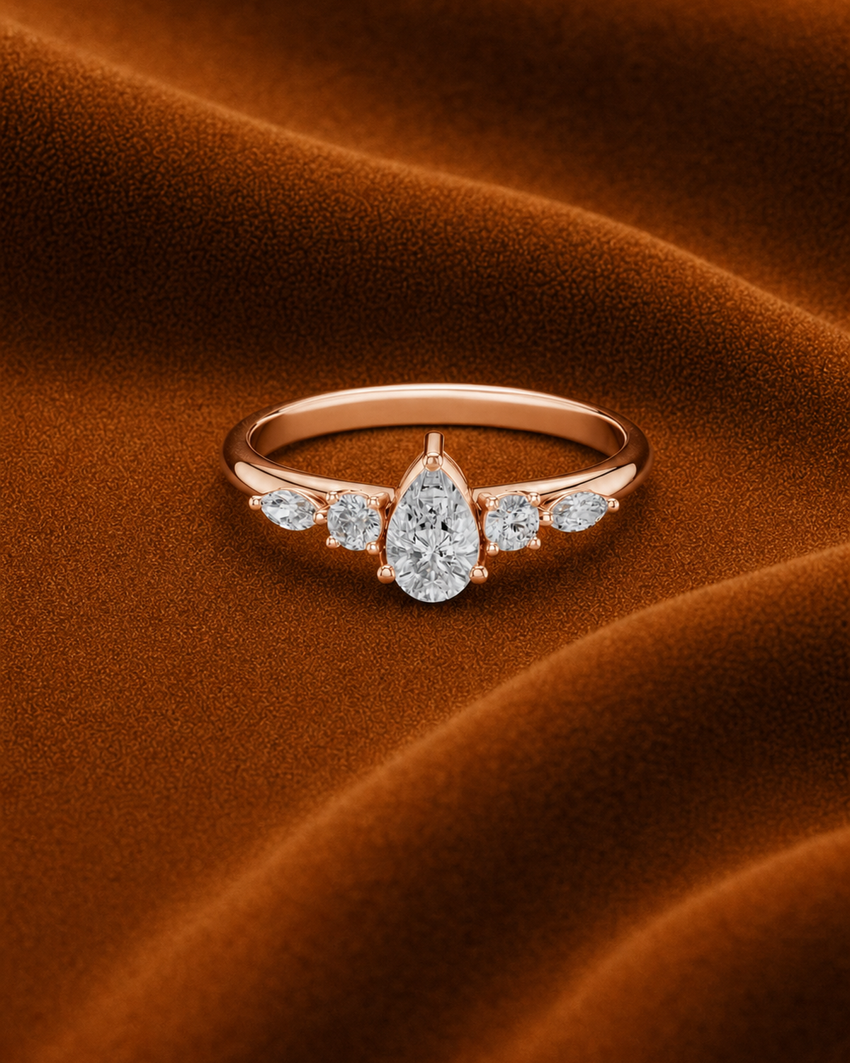 Pear Five Stone Ring by MONICONIC