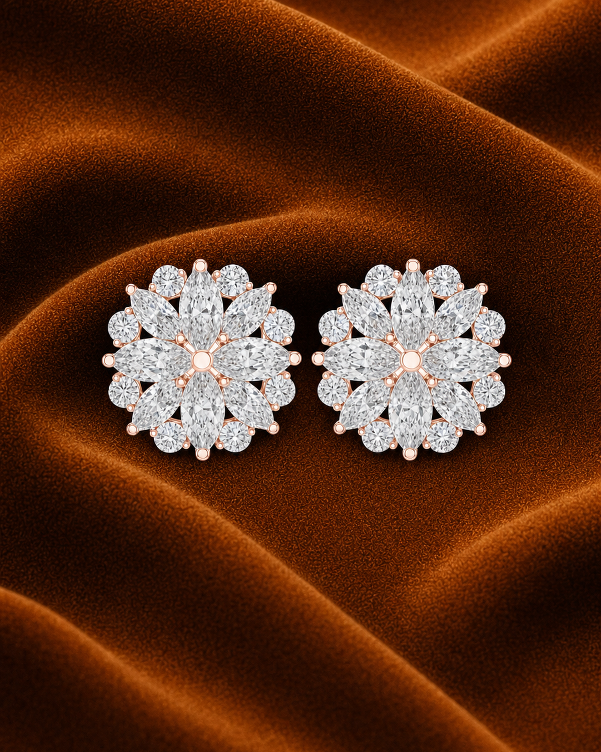 Marquise Rosette Stud Earrings by MONICONIC