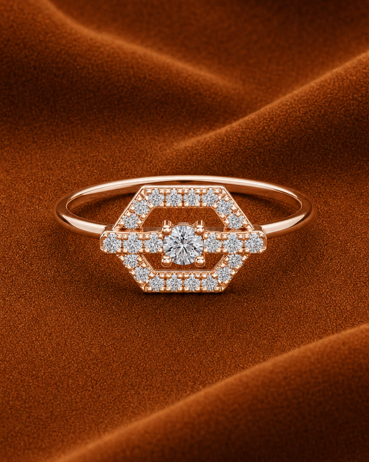 Open Hexagon Halo Ring by MONICONIC