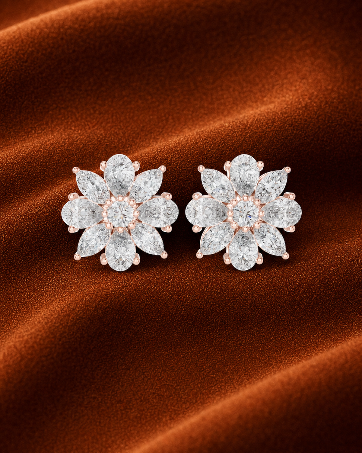 Lab-Grown Diamond Rosette Stud Earrings by MONICONIC