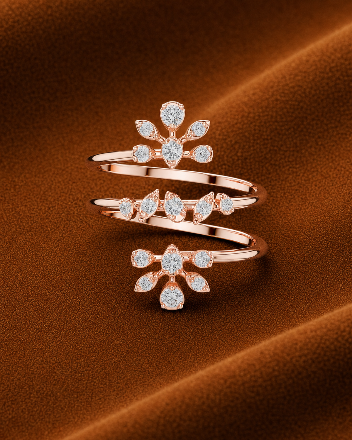 Floral Rosette Bypass Ring by MONICONIC