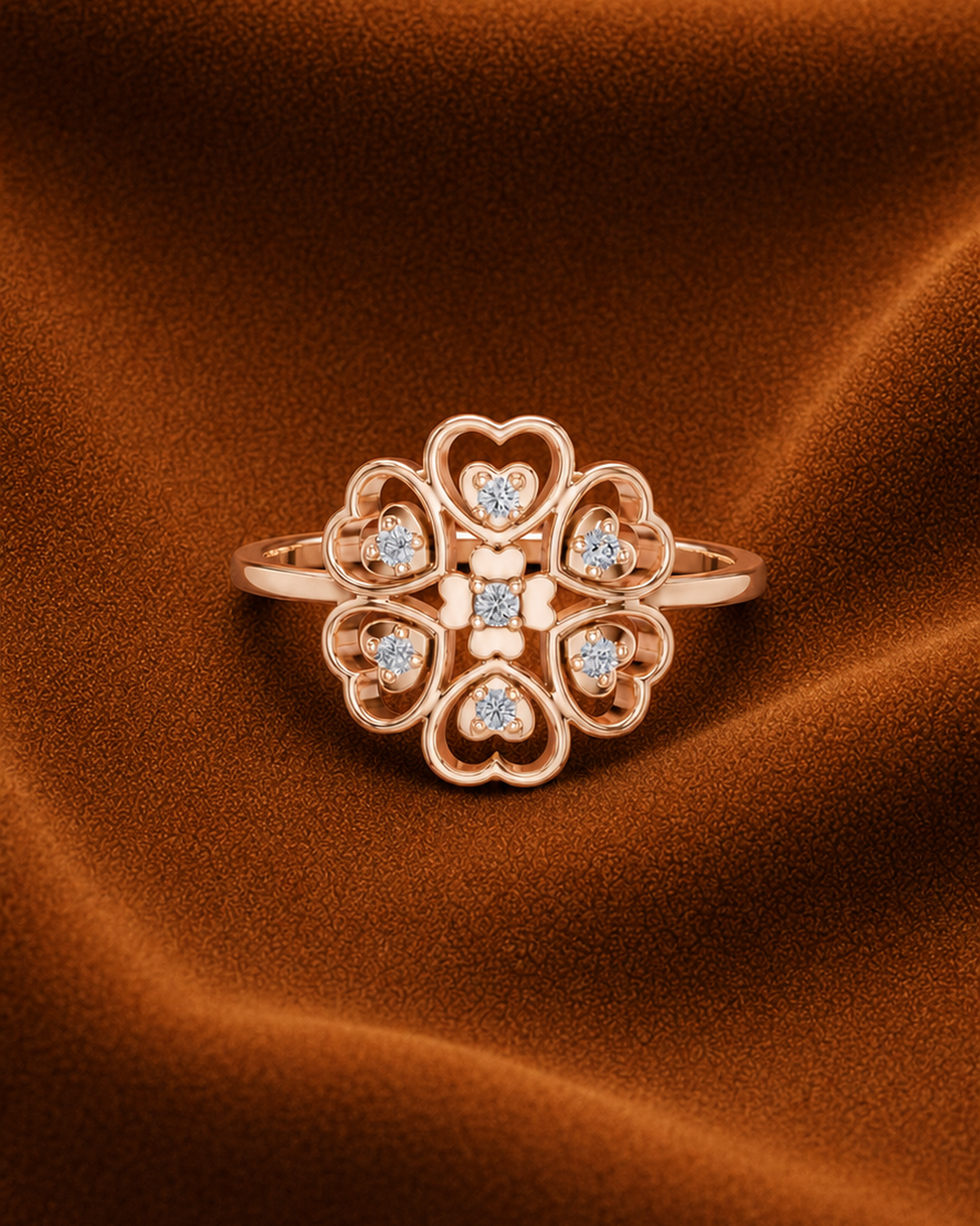 Heart Quatrefoil Ring by MONICONIC