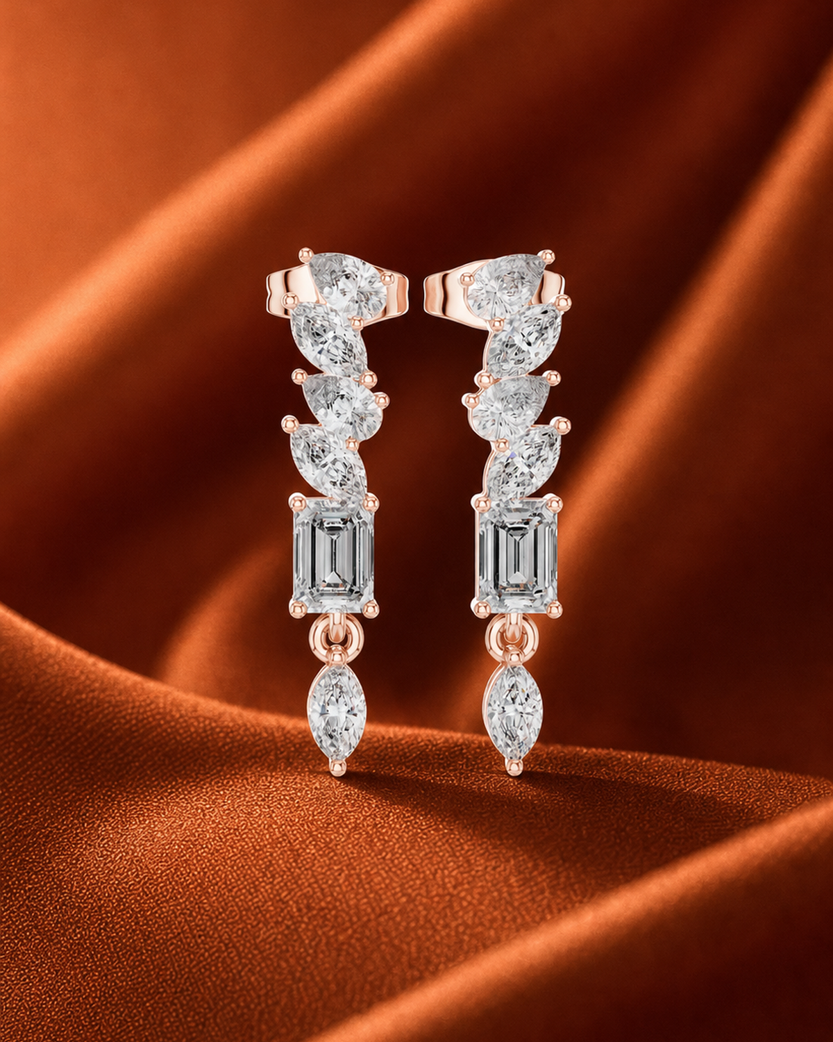 Mixed-Cut Lab-Grown Diamond Drop Earrings by MONICONIC