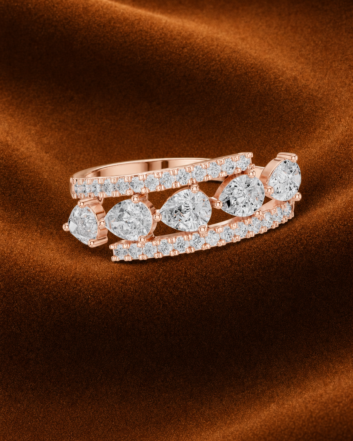 Five Pear Pavé Ring by MONICONIC