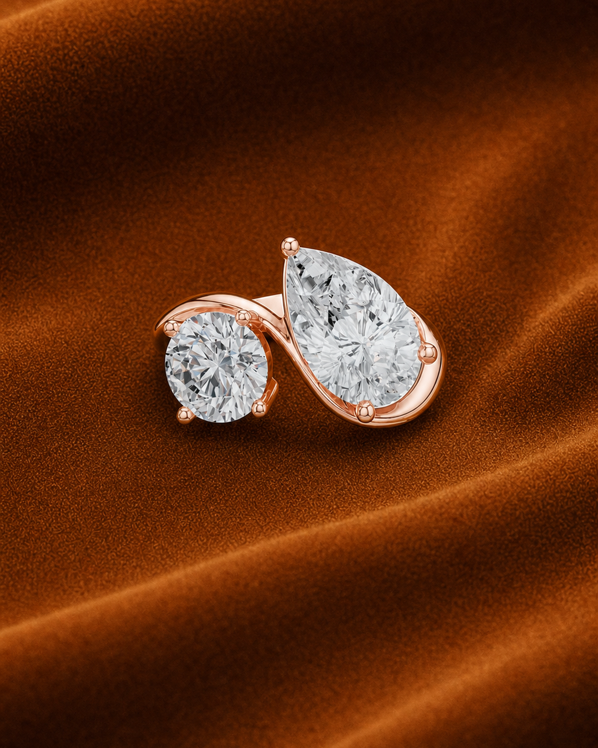 Pear Round Toi et Moi Ring by MONICONIC
