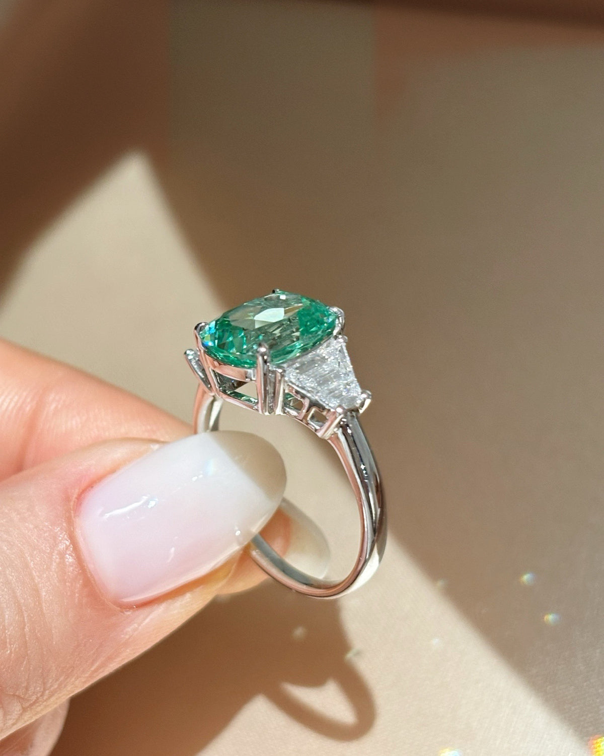 Paraiba Three-Stone Ring by MONICONIC