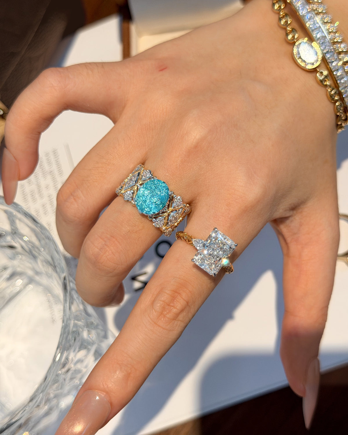 Aqua Lattice Ring by MONICONIC