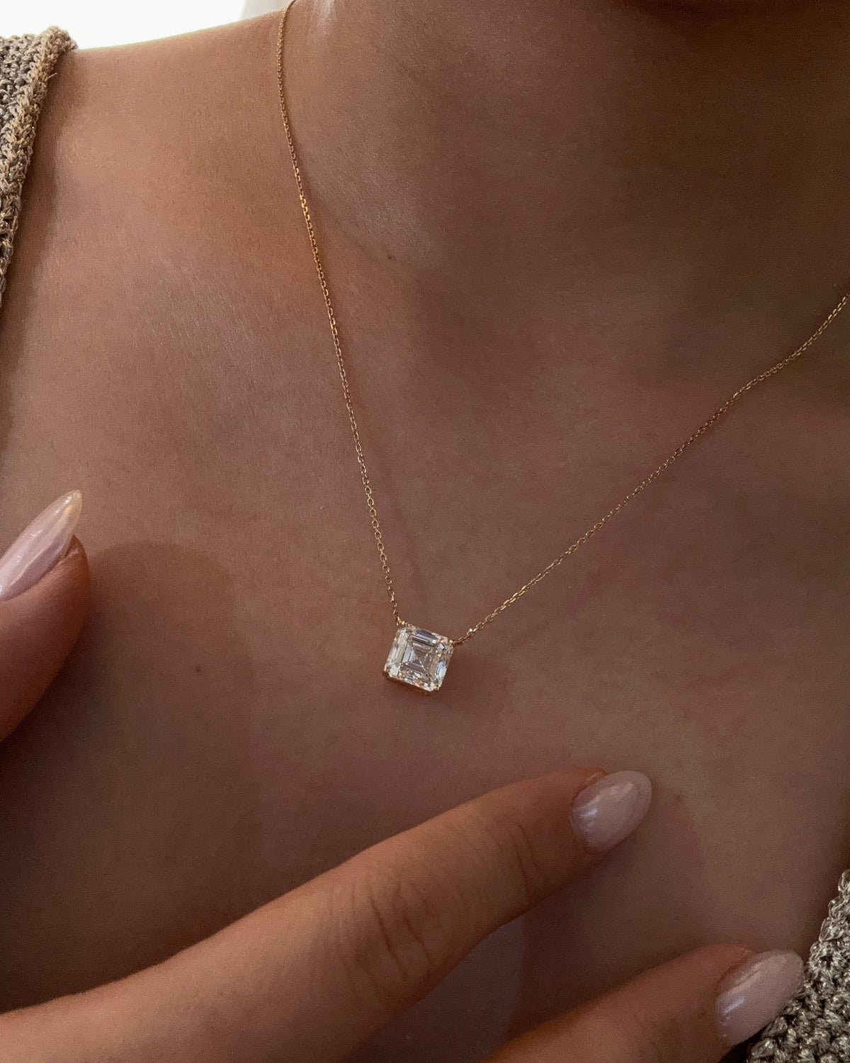 Asscher Pendant Necklace by MONICONIC