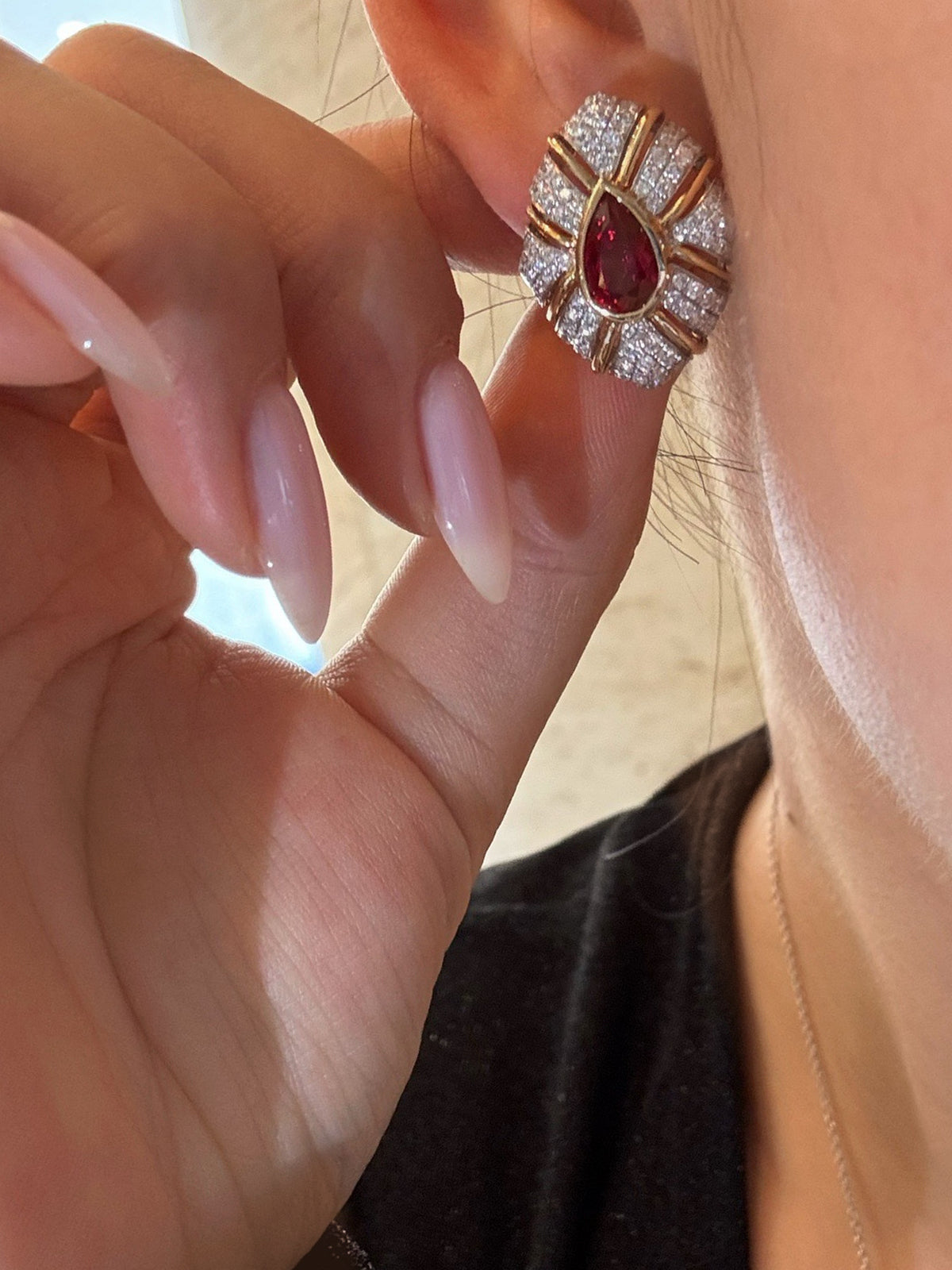 Teardrop Ruby Stud Earrings by MONICONIC
