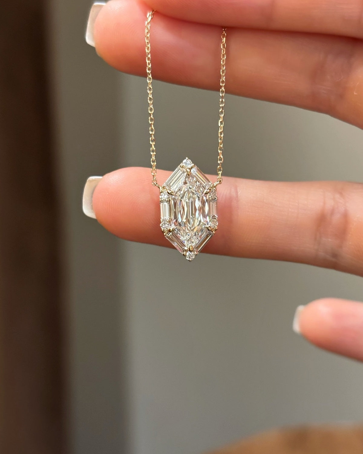 Hex Baguette Pendant Necklace by MONICONIC