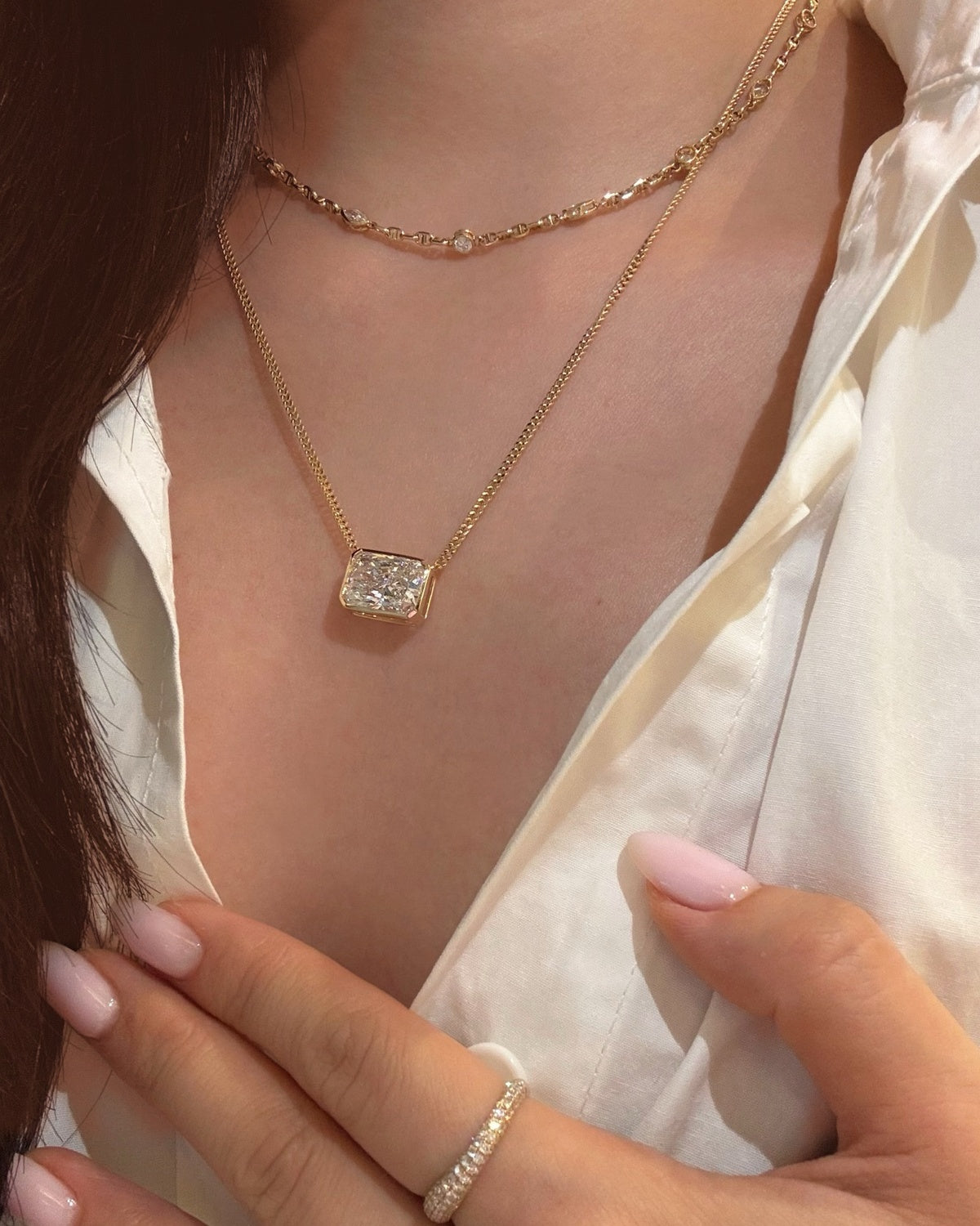 Edge Bezel Necklace by MONICONIC
