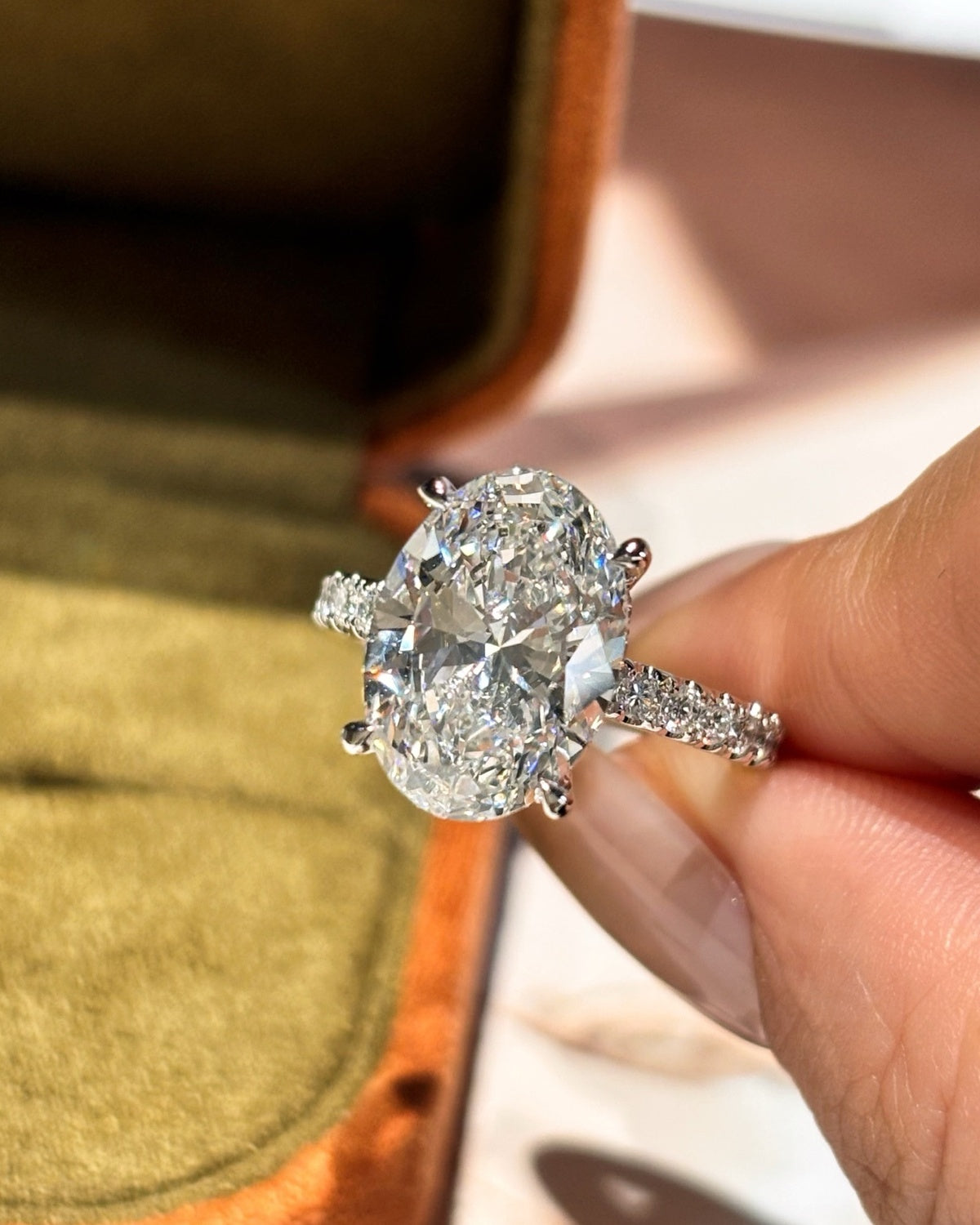 Oval Pavé Solitaire Ring by MONICONIC