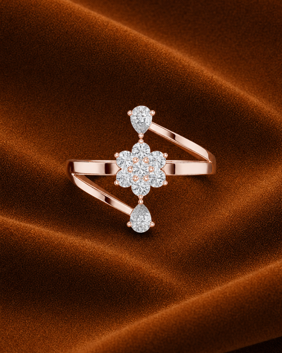 Pear Accent Floral Ring by MONICONIC