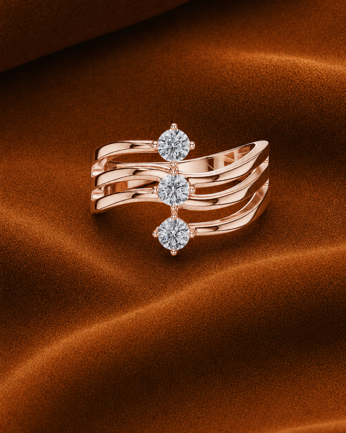 Vertical Trio Diamond Ring by MONICONIC