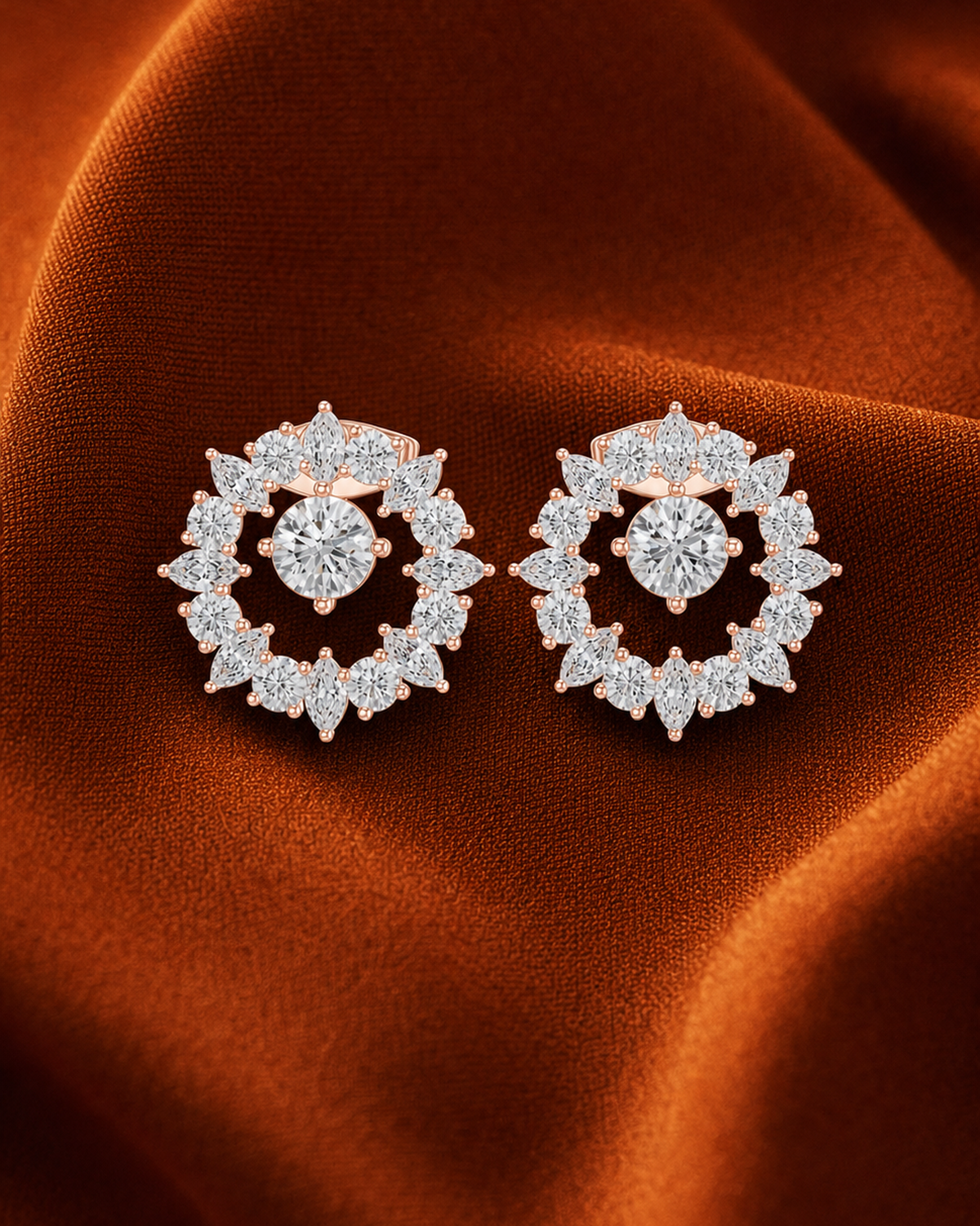 Marquise Wreath Diamond Stud Earrings by MONICONIC