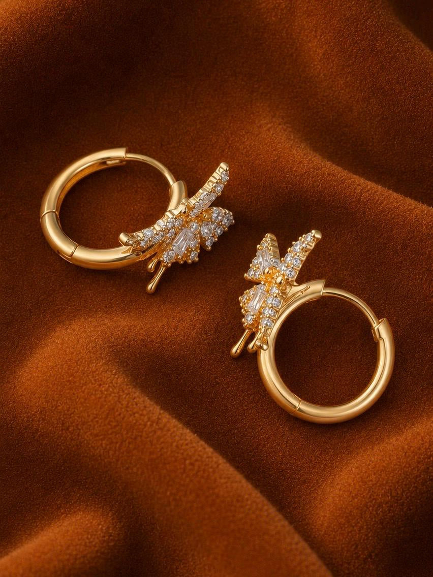 Crystal Butterfly Huggie Earrings