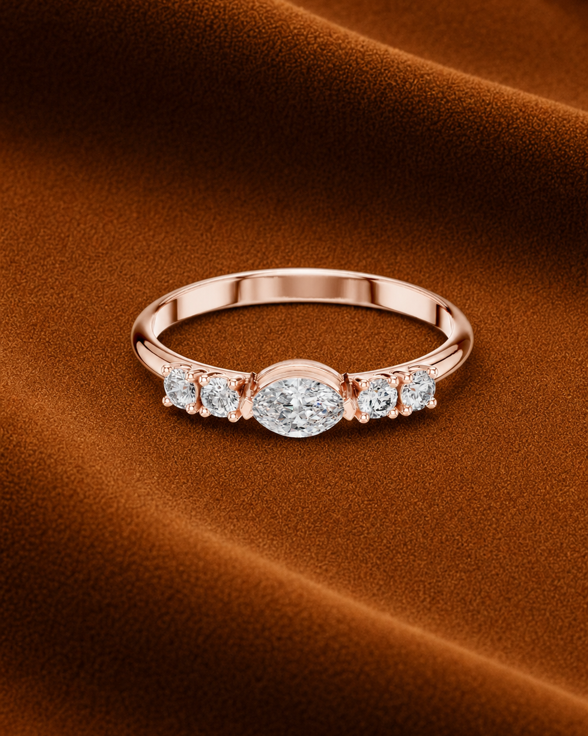East West Marquise Five Stone Ring by MONICONIC