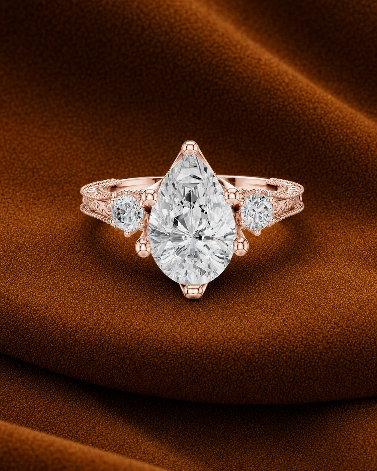 Pear Three Stone Ring by MONICONIC