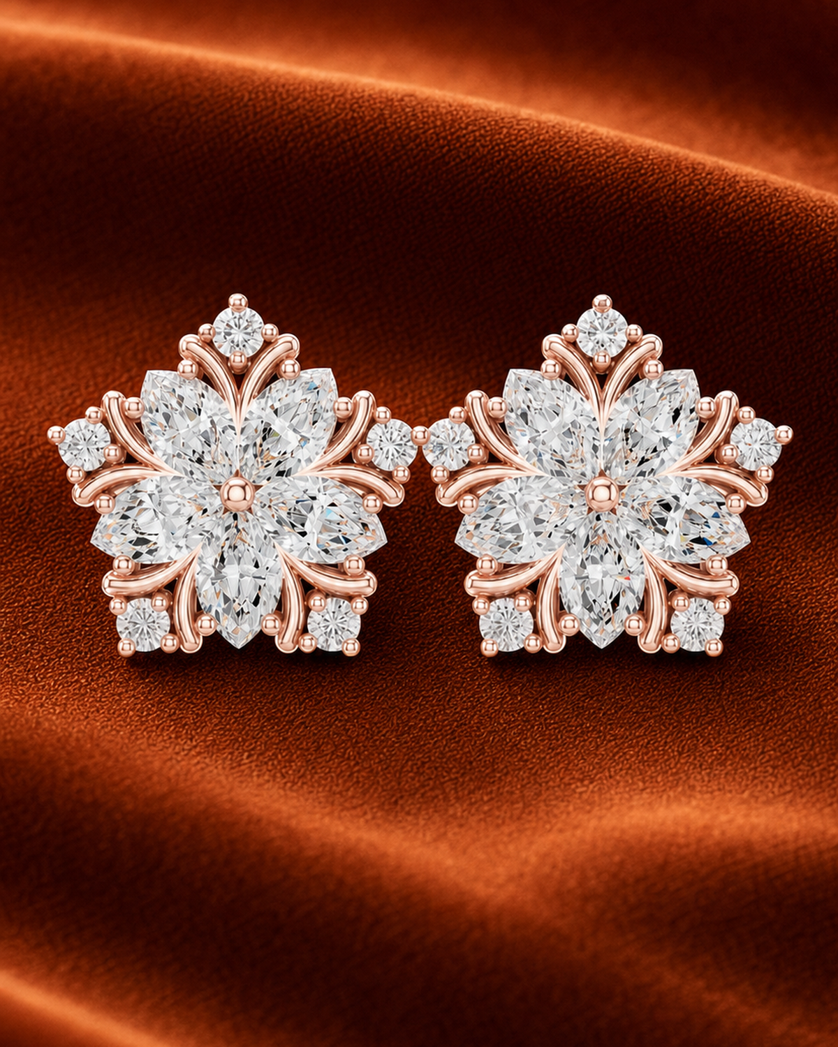 Marquise Petal Diamond Stud Earrings by MONICONIC