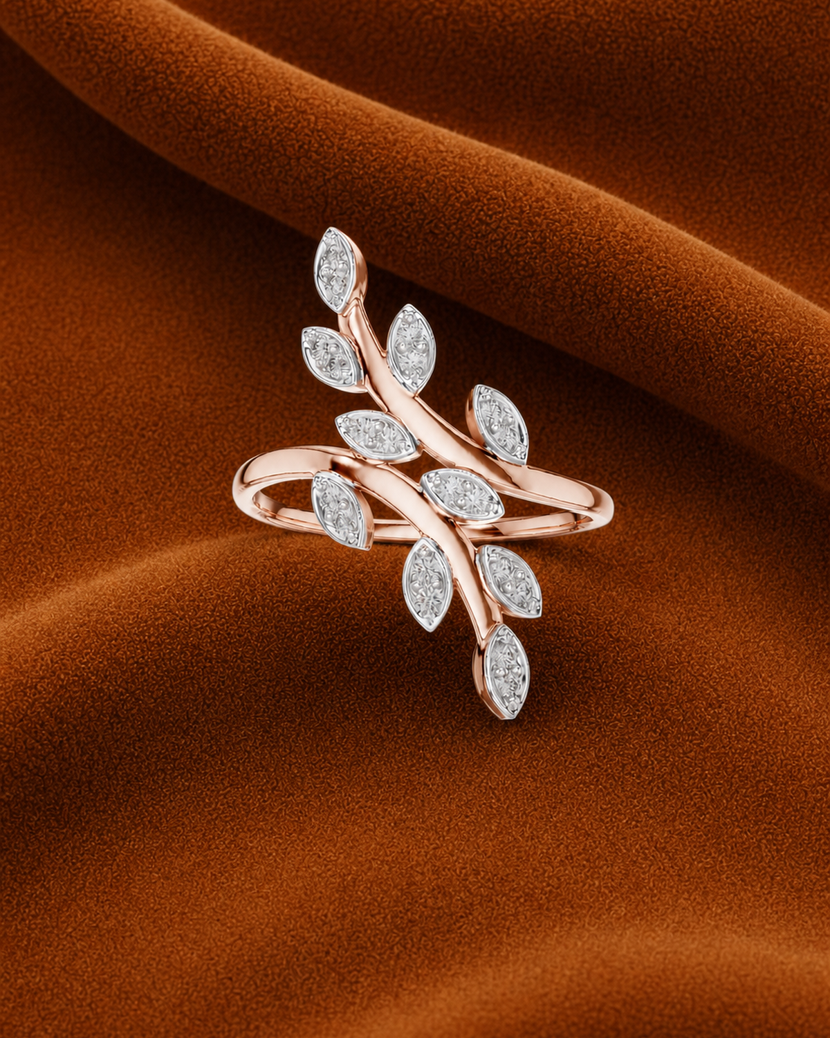 Leaf Vine Bypass Ring by MONICONIC