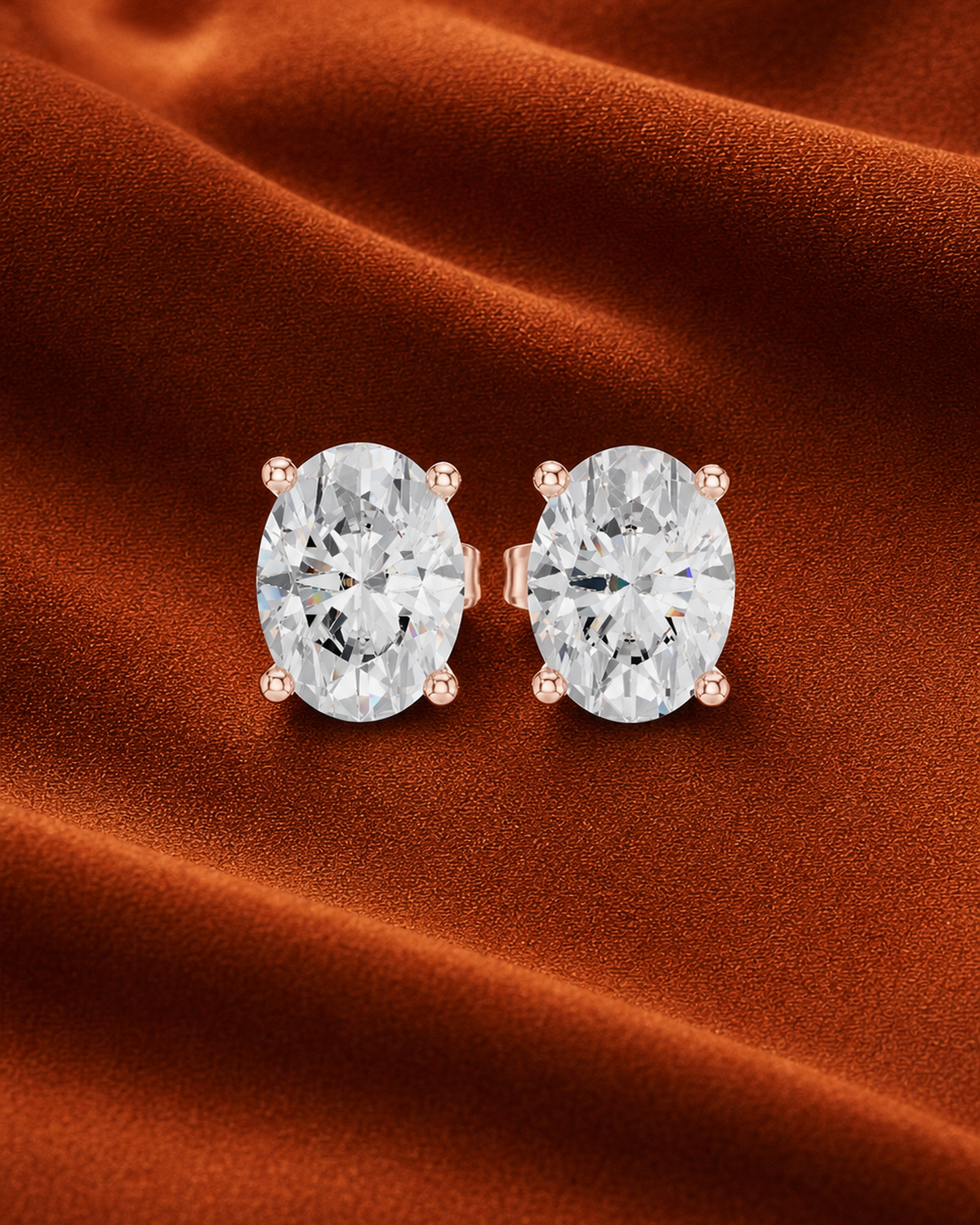 Oval Lab-Grown Diamond Stud Earrings by MONICONIC