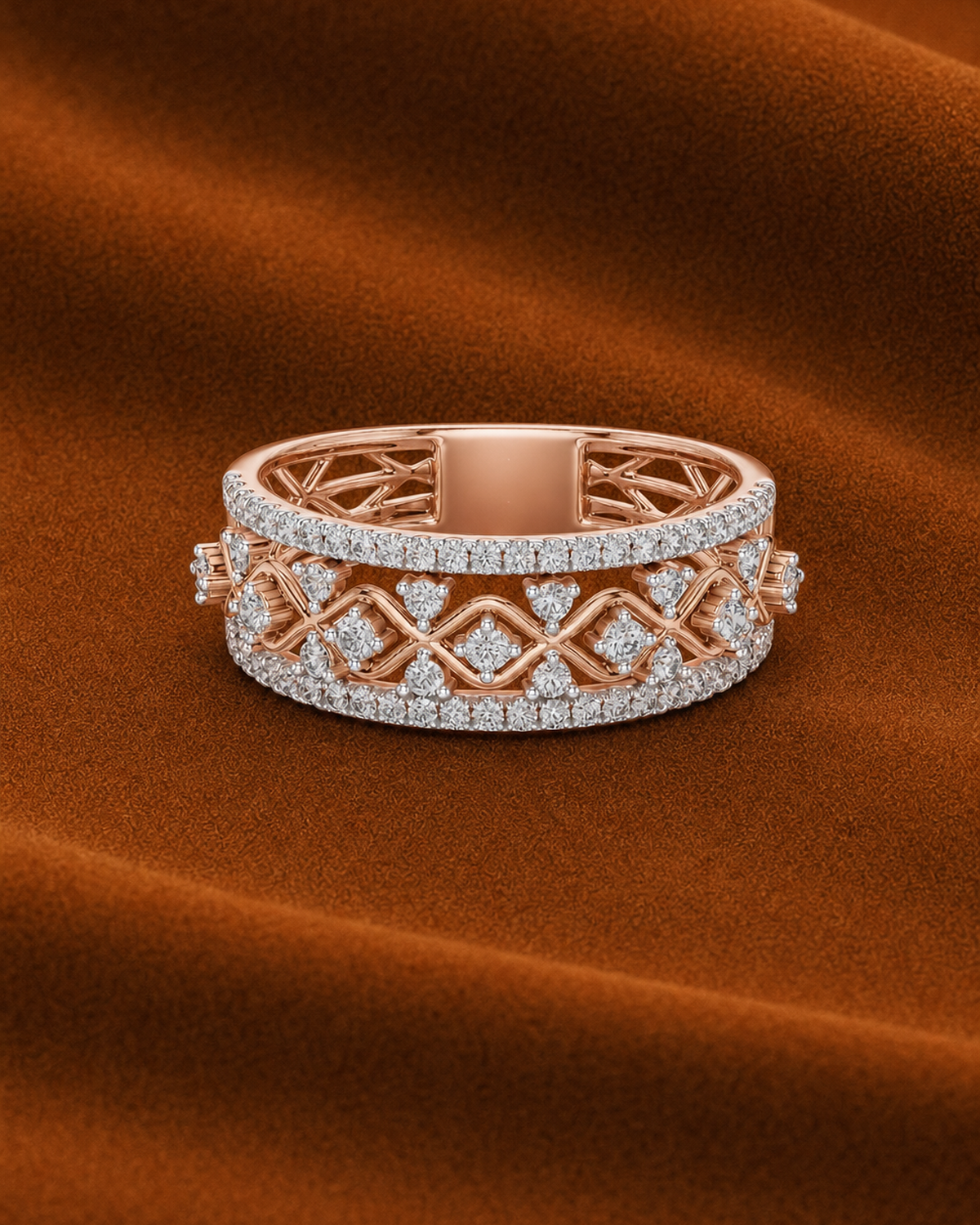 Lattice Pavé Band by MONICONIC