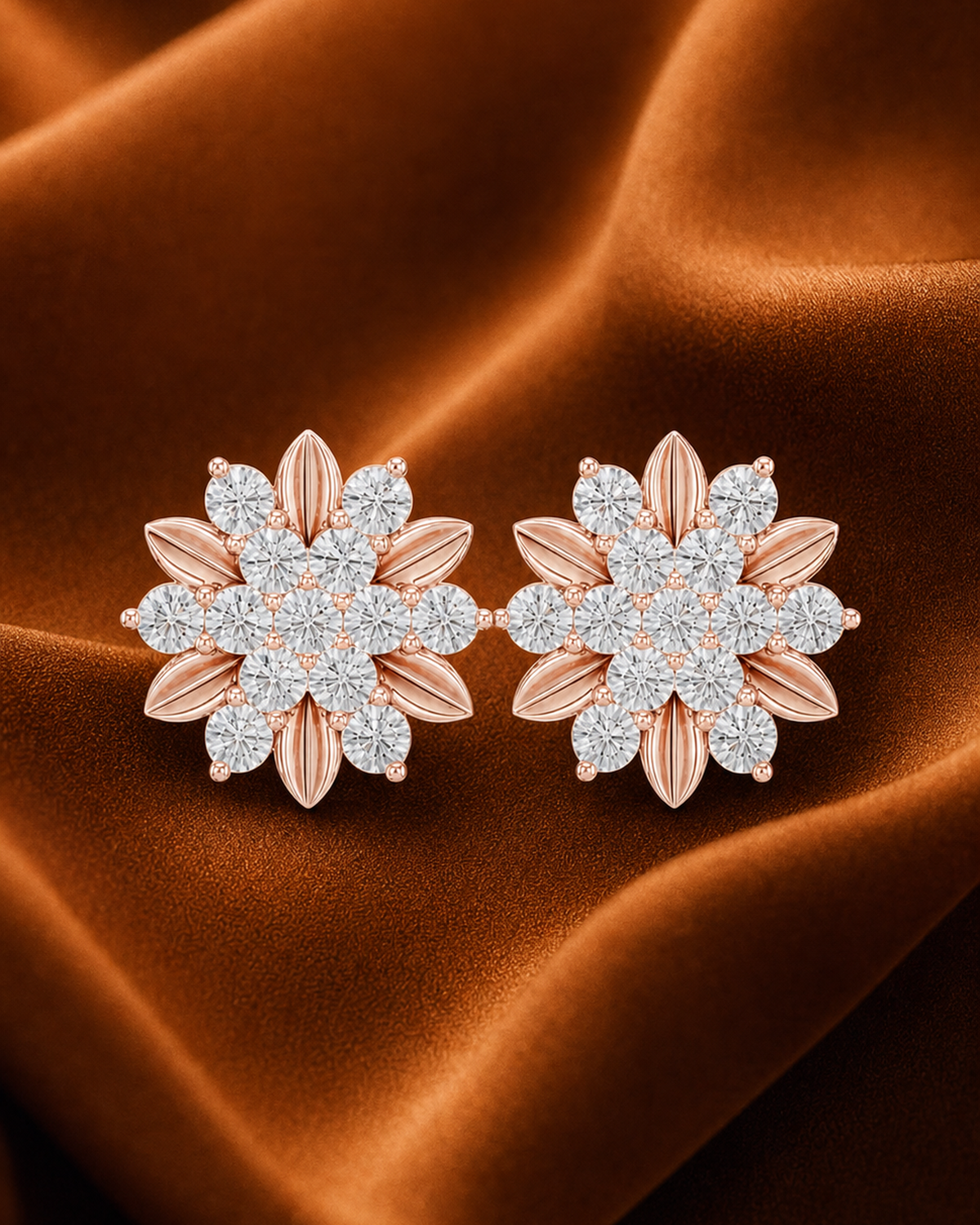 Petal Cluster Diamond Stud Earrings by MONICONIC
