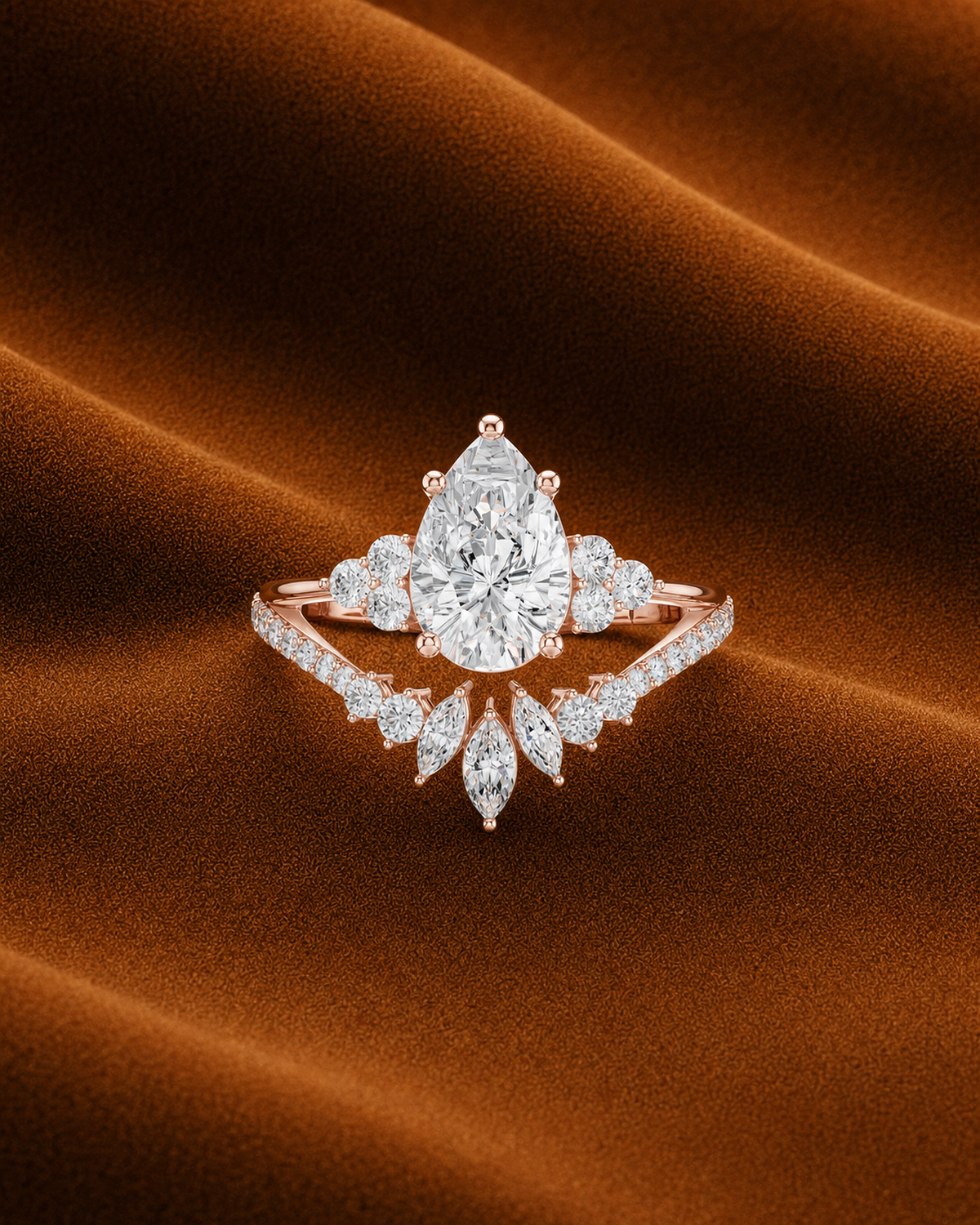 Pear Crown Cluster Ring by MONICONIC