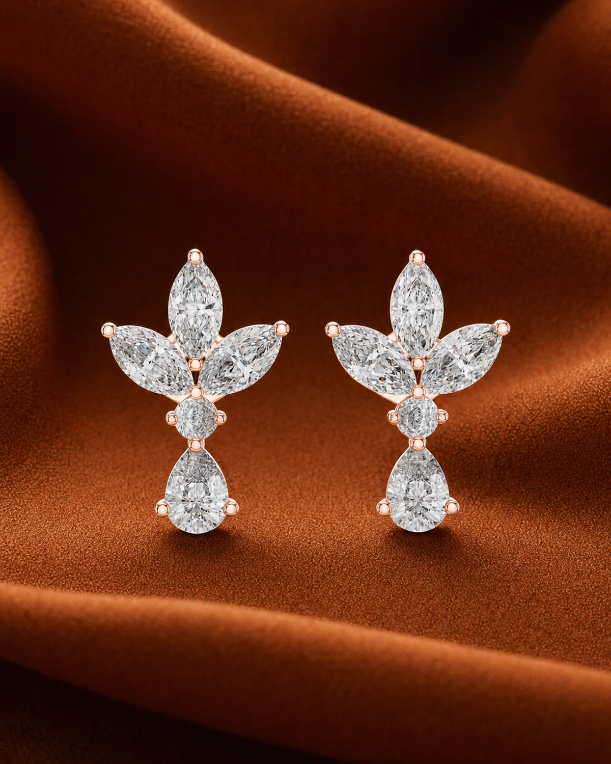 Marquise Rosette Diamond Drop Earrings by MONICONIC