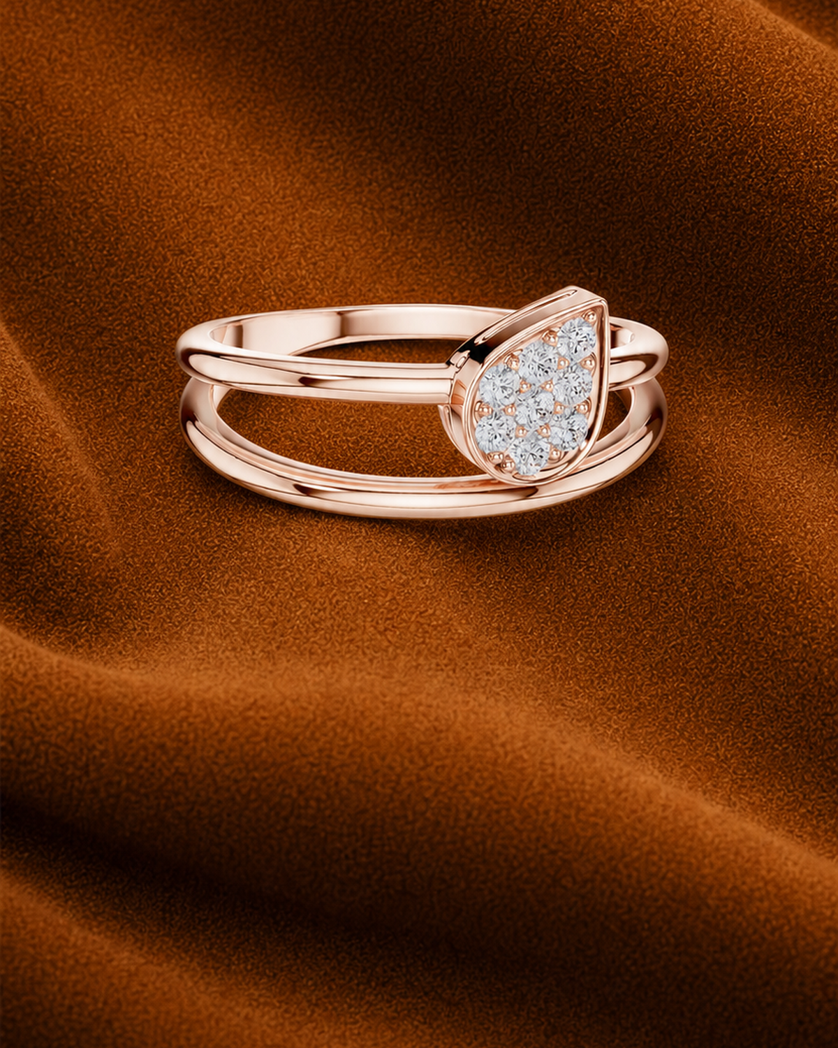 East West Pear Pavé Ring by MONICONIC