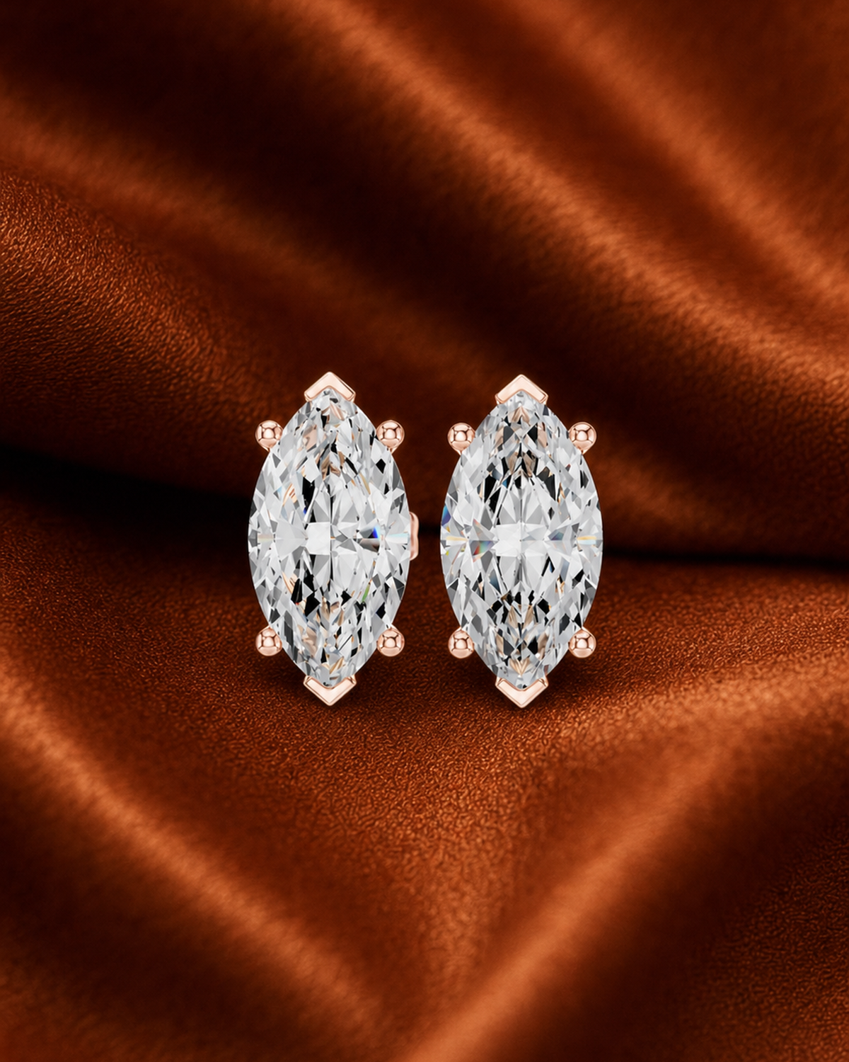 Marquise Solitaire Diamond Stud Earrings by MONICONIC