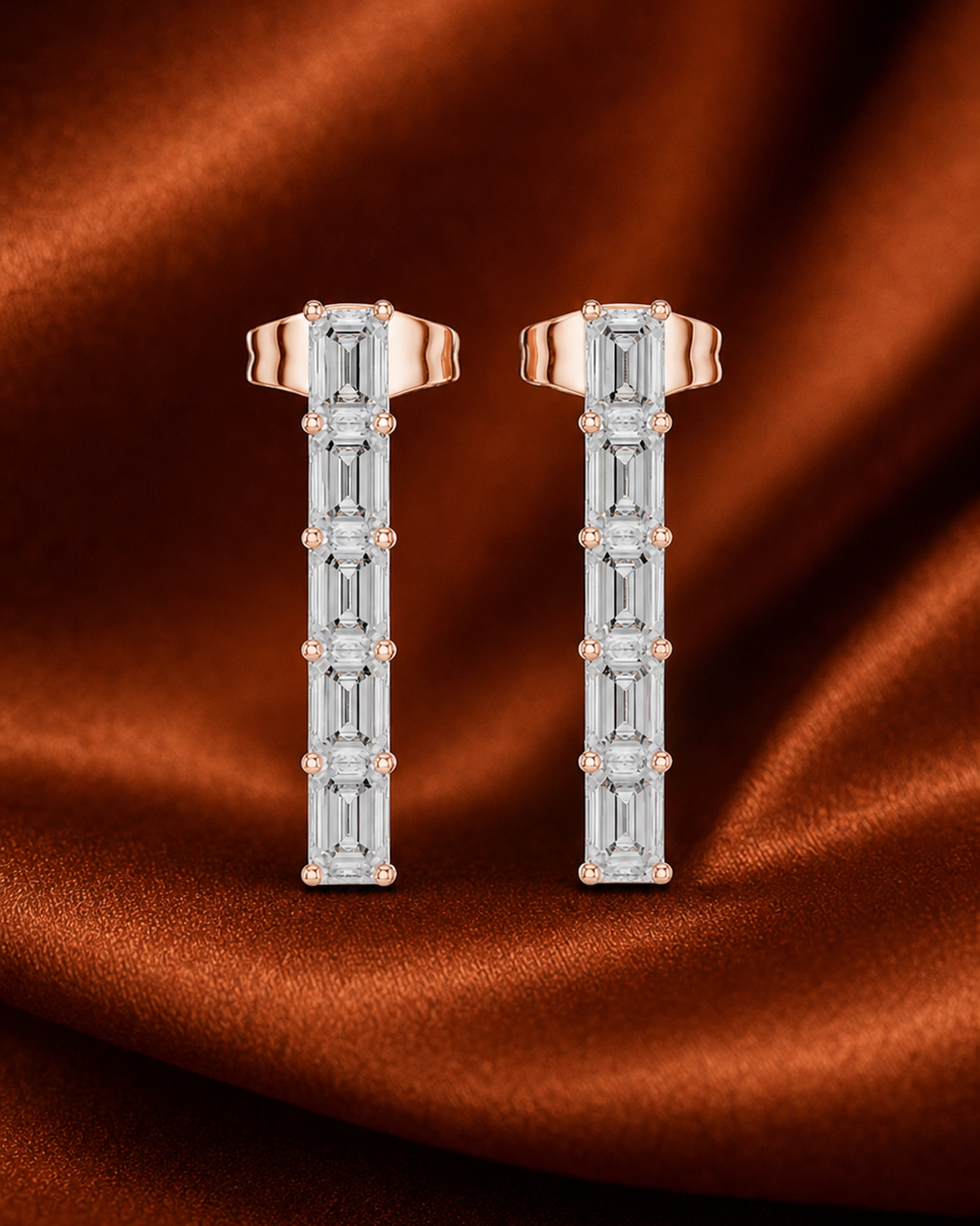 Emerald-Cut Bar Dangle Earrings by MONICONIC
