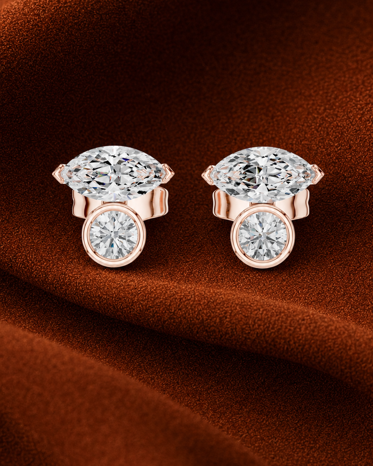 Marquise Round Diamond Studs by MONICONIC