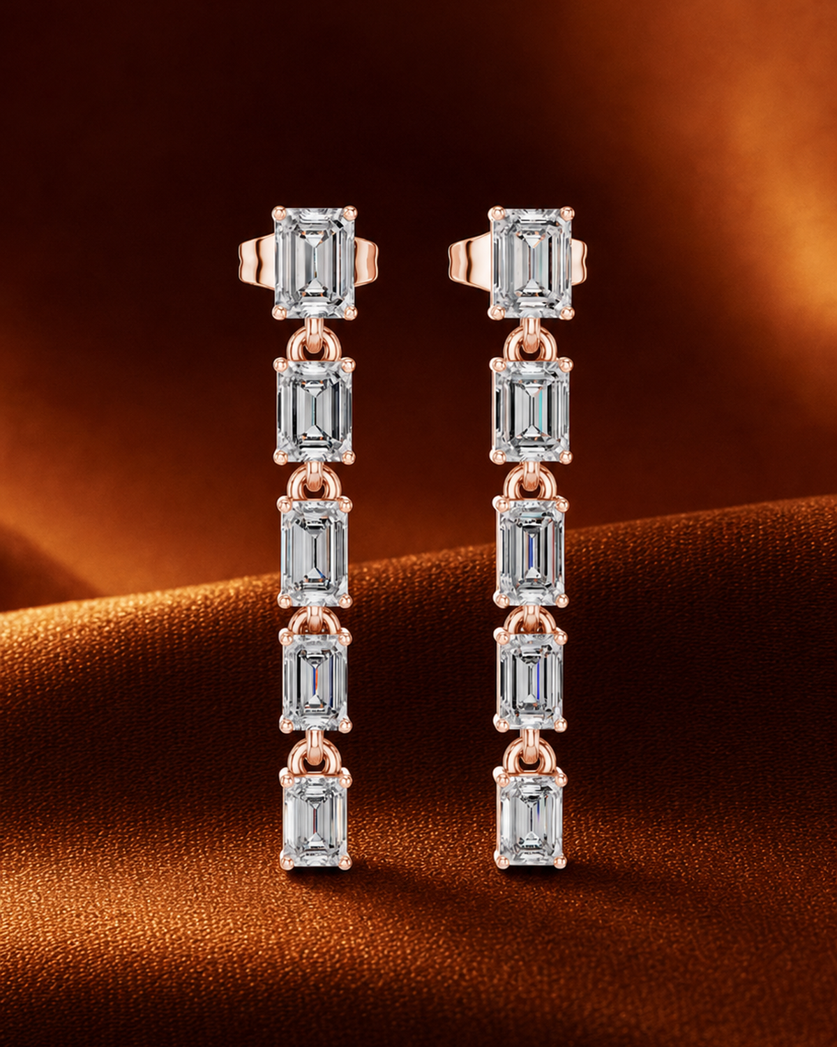 Emerald-Cut Lab-Grown Diamond Drop Earrings by MONICONIC
