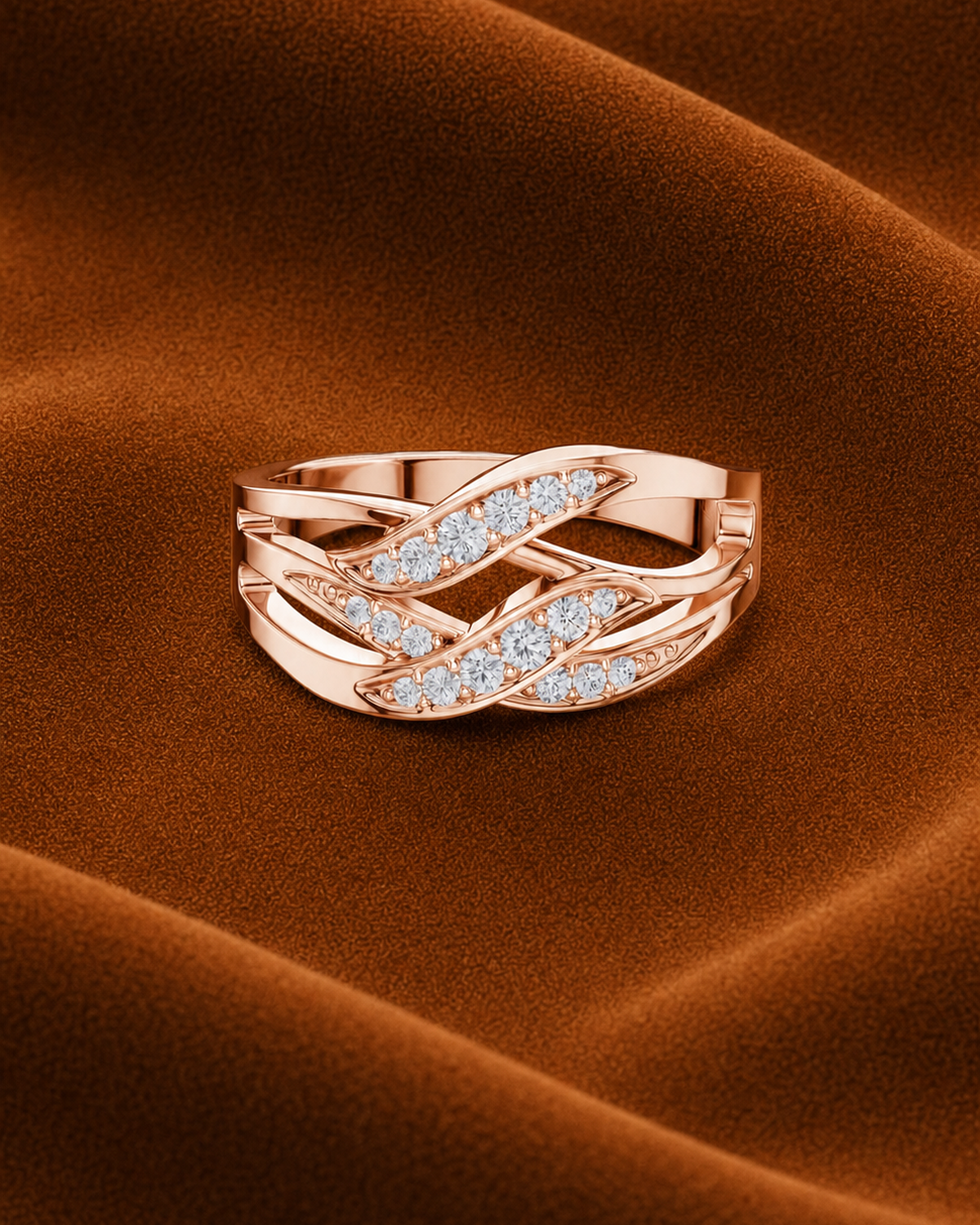 Triple Leaf Crossover Ring by MONICONIC