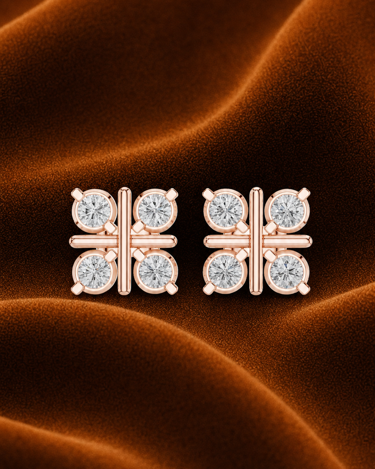 Grid Diamond Stud Earrings by MONICONIC