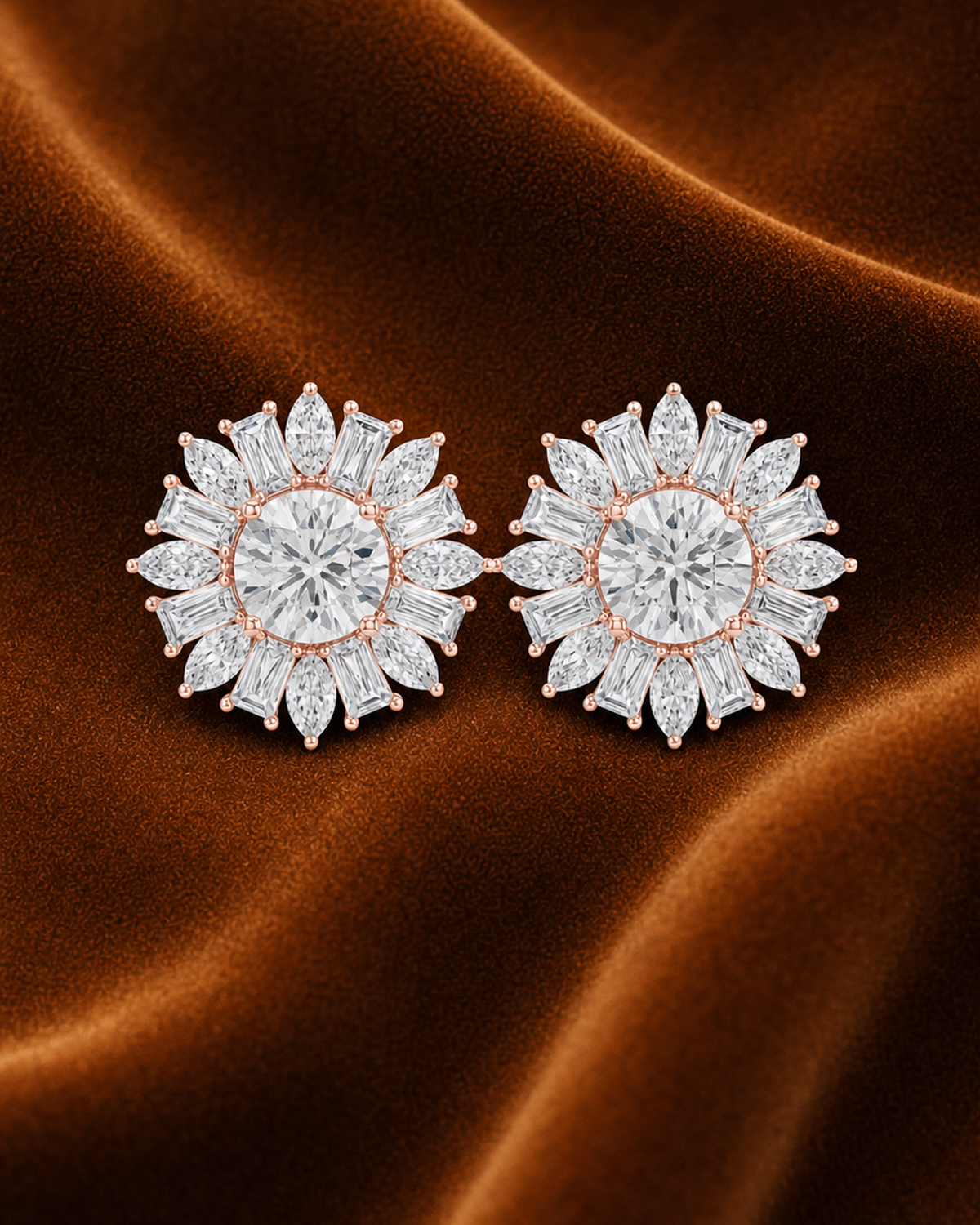 Sunburst Diamond Stud Earrings by MONICONIC