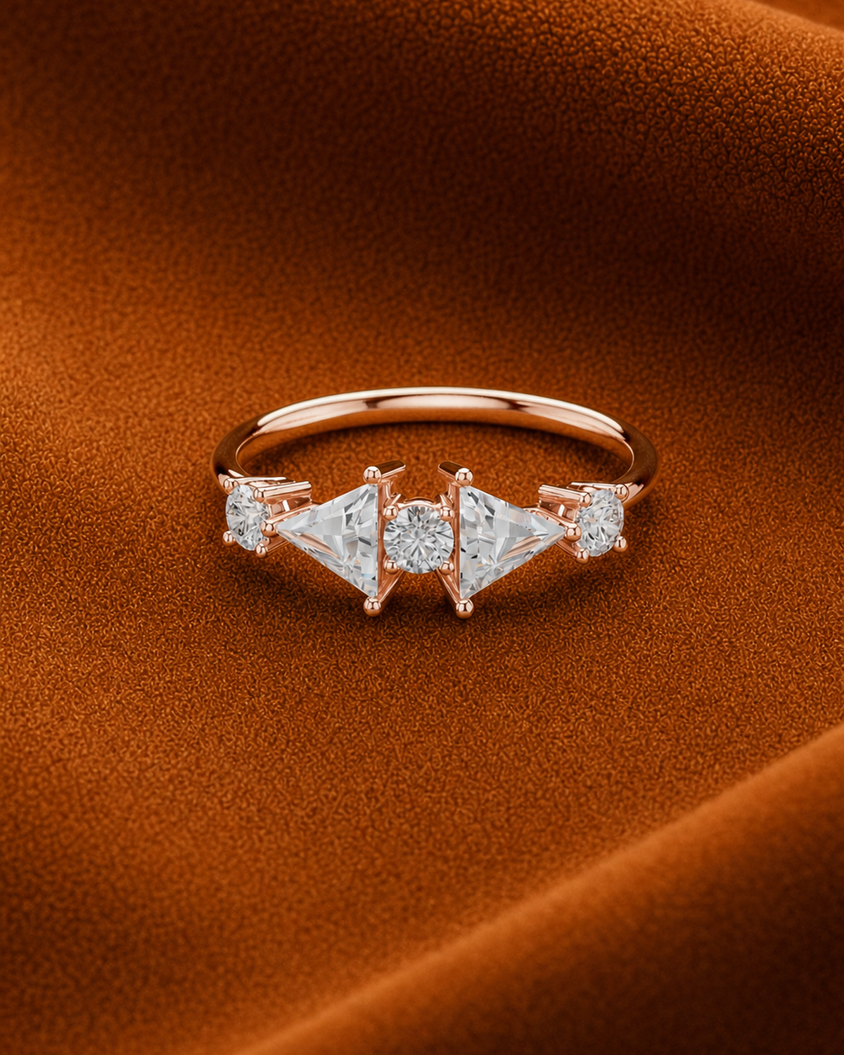 Trillion Round Five Stone Ring by MONICONIC