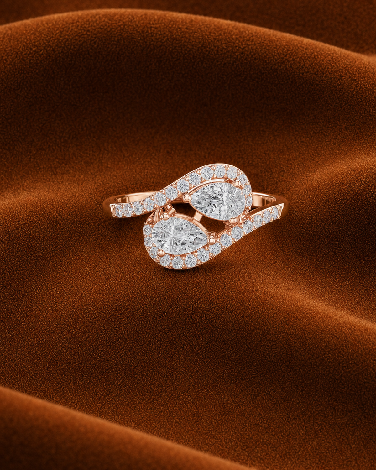 Twin Pear Bypass Ring by MONICONIC