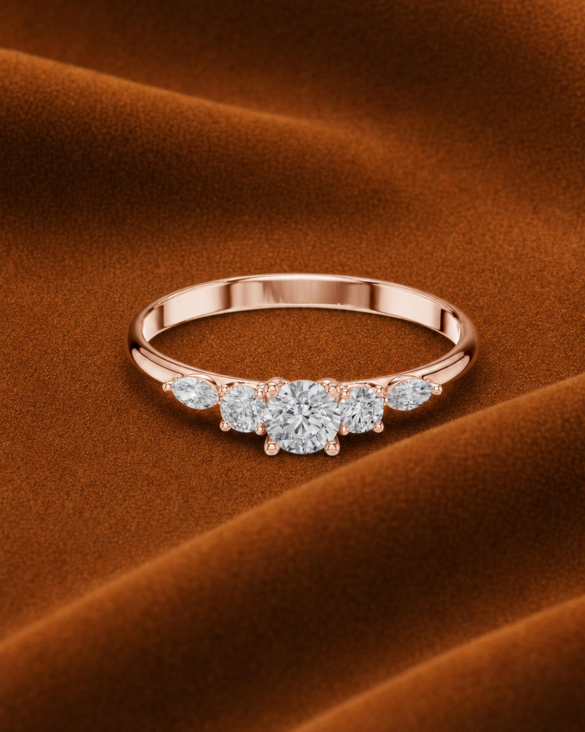 Marquise Tapered Five Stone Ring by MONICONIC