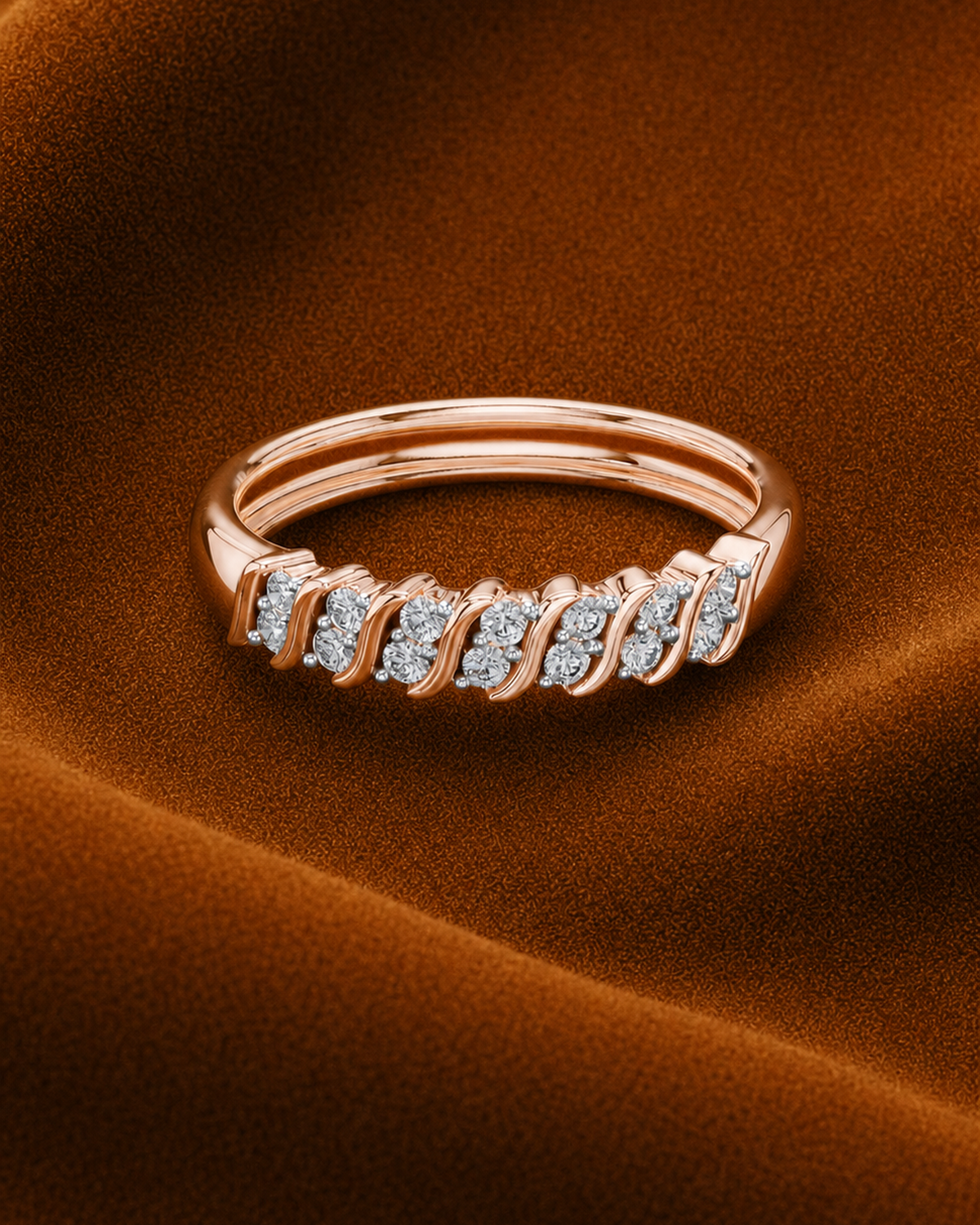 Scalloped Collet Diamond Band by MONICONIC